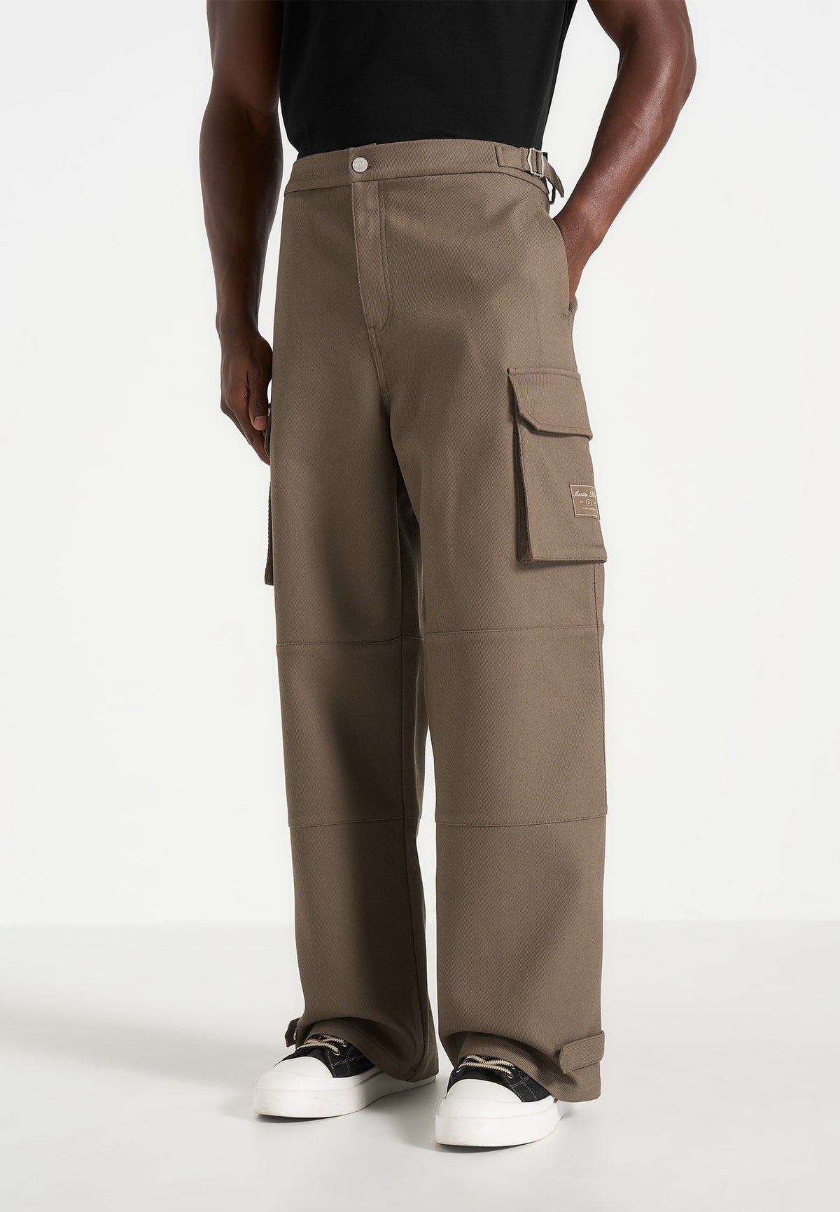 Mathis - Twill Signature Wide Leg Cargo Trousers - Olive