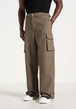 Mathis - Twill Signature Wide Leg Cargo Trousers - Olive