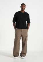 Mathis - Twill Signature Wide Leg Cargo Trousers - Olive
