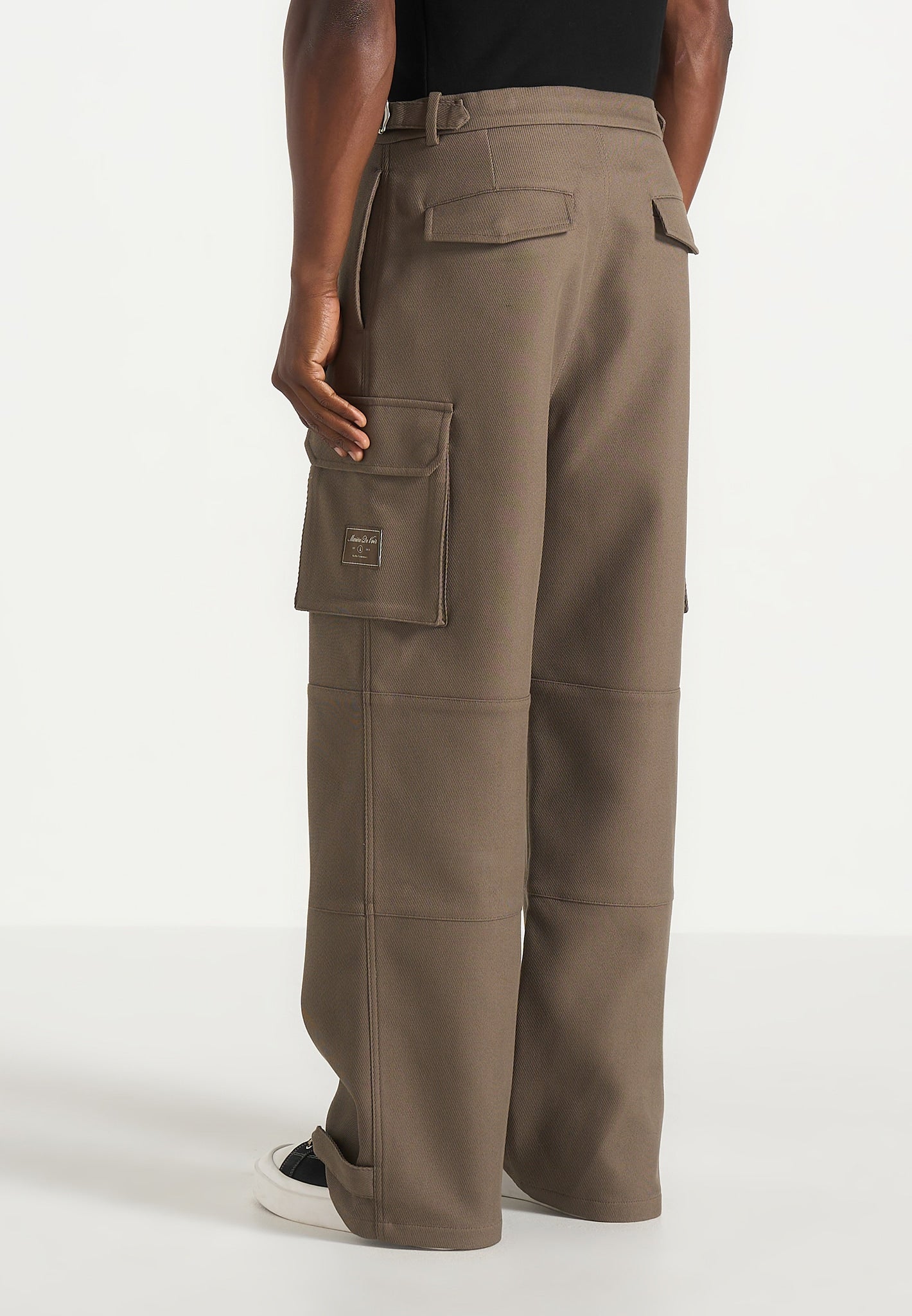 Mathis - Twill Signature Wide Leg Cargo Trousers - Olive