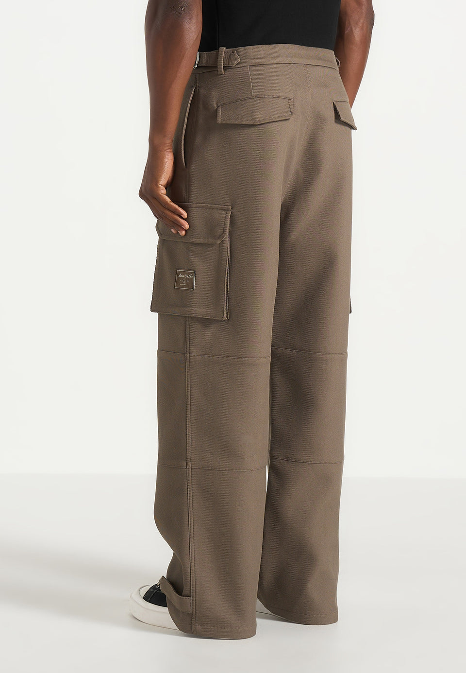 Mathis - Twill Signature Wide Leg Cargo Trousers - Olive