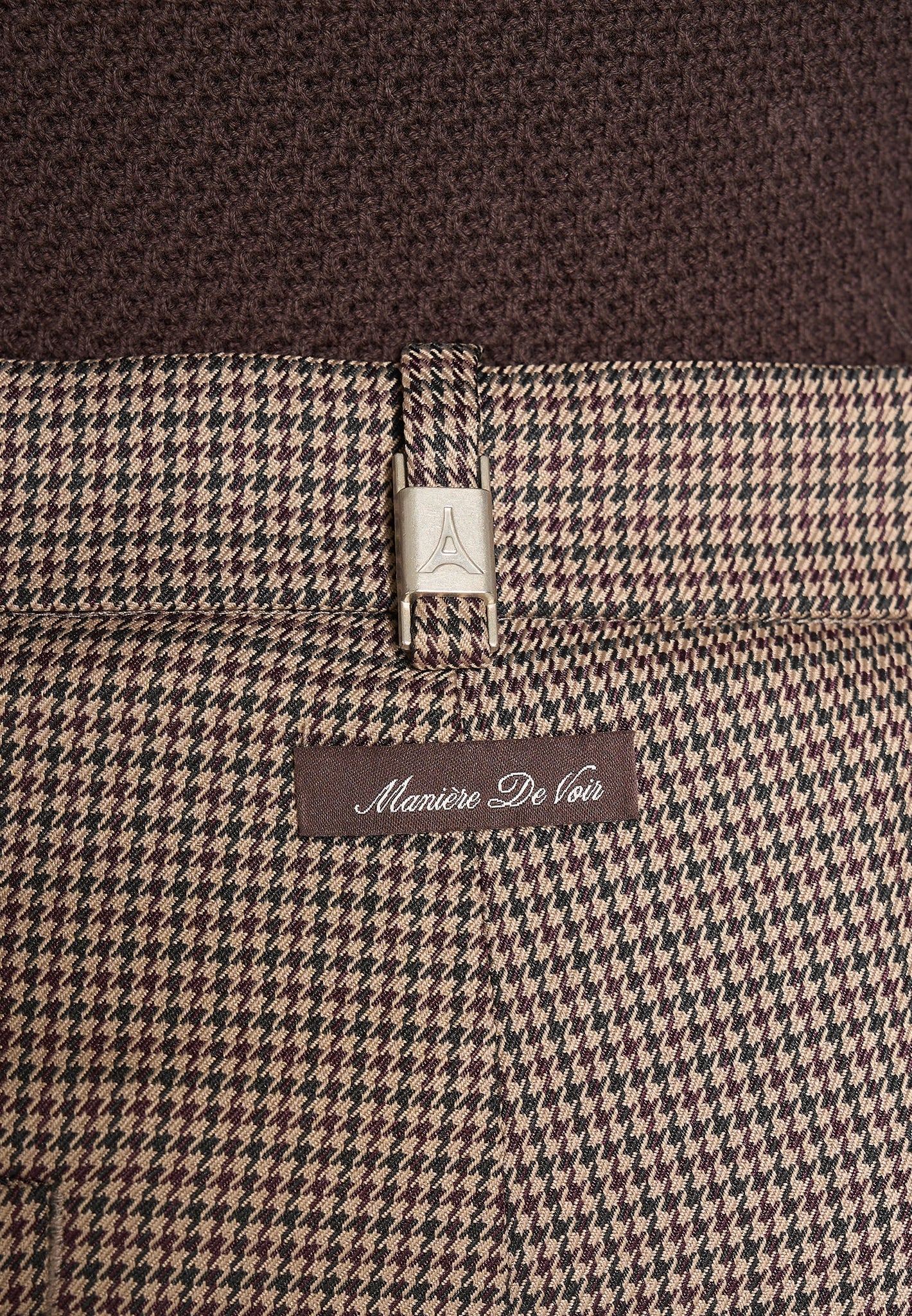 Pierre - Houndstooth Twin Pleat Trousers - Brown