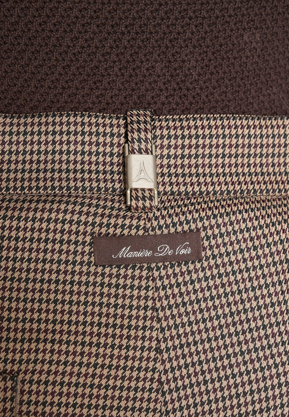 Pierre - Houndstooth Twin Pleat Trousers - Brown