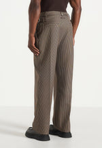 Pierre - Houndstooth Twin Pleat Trousers - Brown