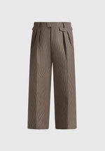 Pierre - Houndstooth Twin Pleat Trousers - Brown