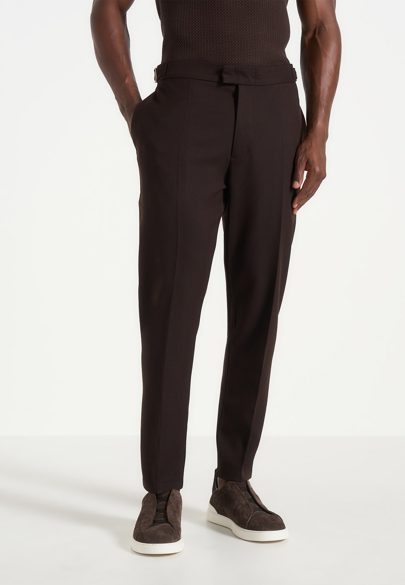 Hubert - Slim Fit Tailored Trousers - Brown
