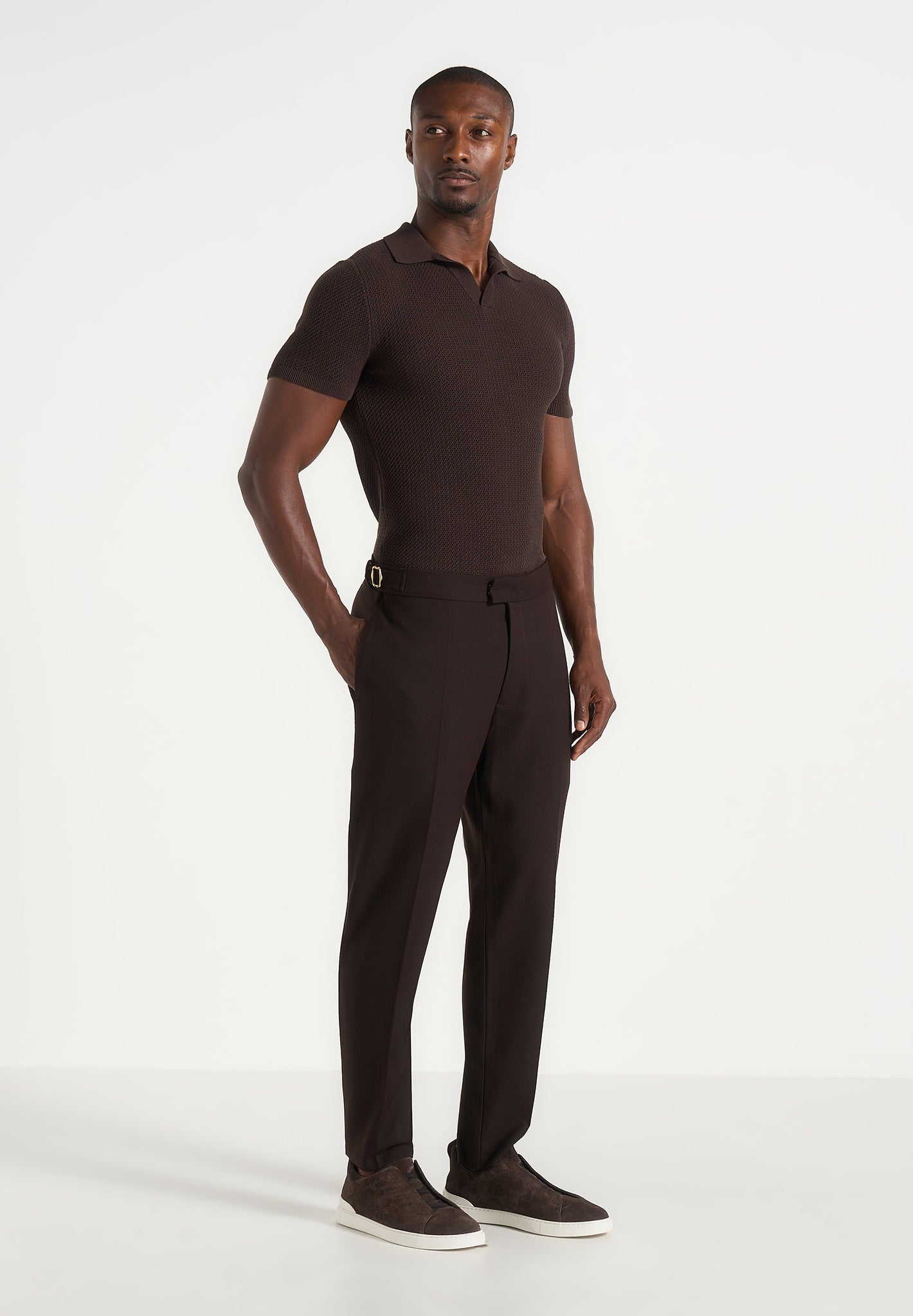 Hubert - Slim Fit Tailored Trousers - Brown