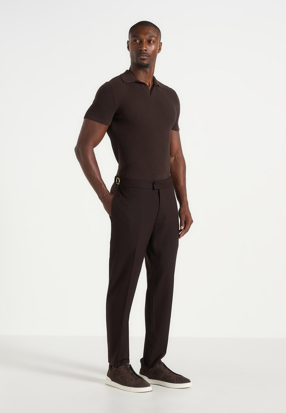 Hubert - Slim Fit Tailored Wool-Blend Trousers - Brown