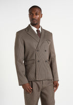 Didier - Houndstooth Double Breasted Blazer - Brown
