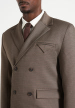 Didier - Houndstooth Double Breasted Blazer - Brown