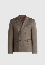 Didier - Houndstooth Double Breasted Suit Blazer - Brown