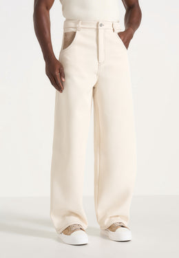 Lazare - Wide Leg Twill Jeans - Cream