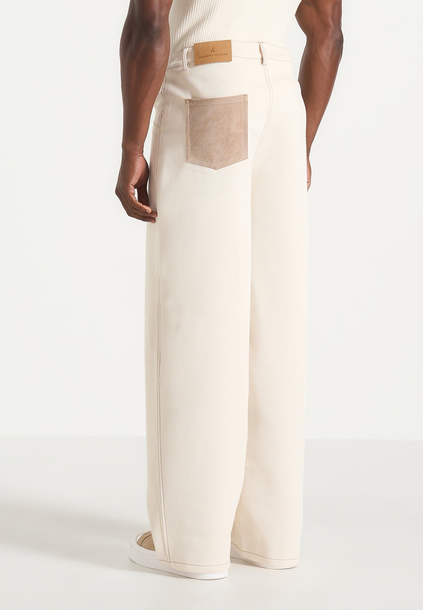 Lazare - Wide Leg Twill Jeans - Cream