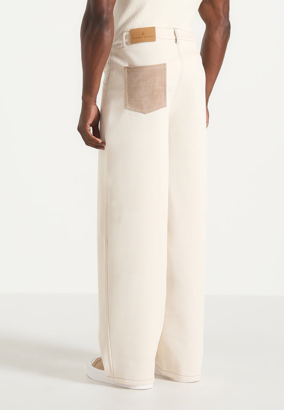 Lazare - Wide Leg Twill Jeans - Cream