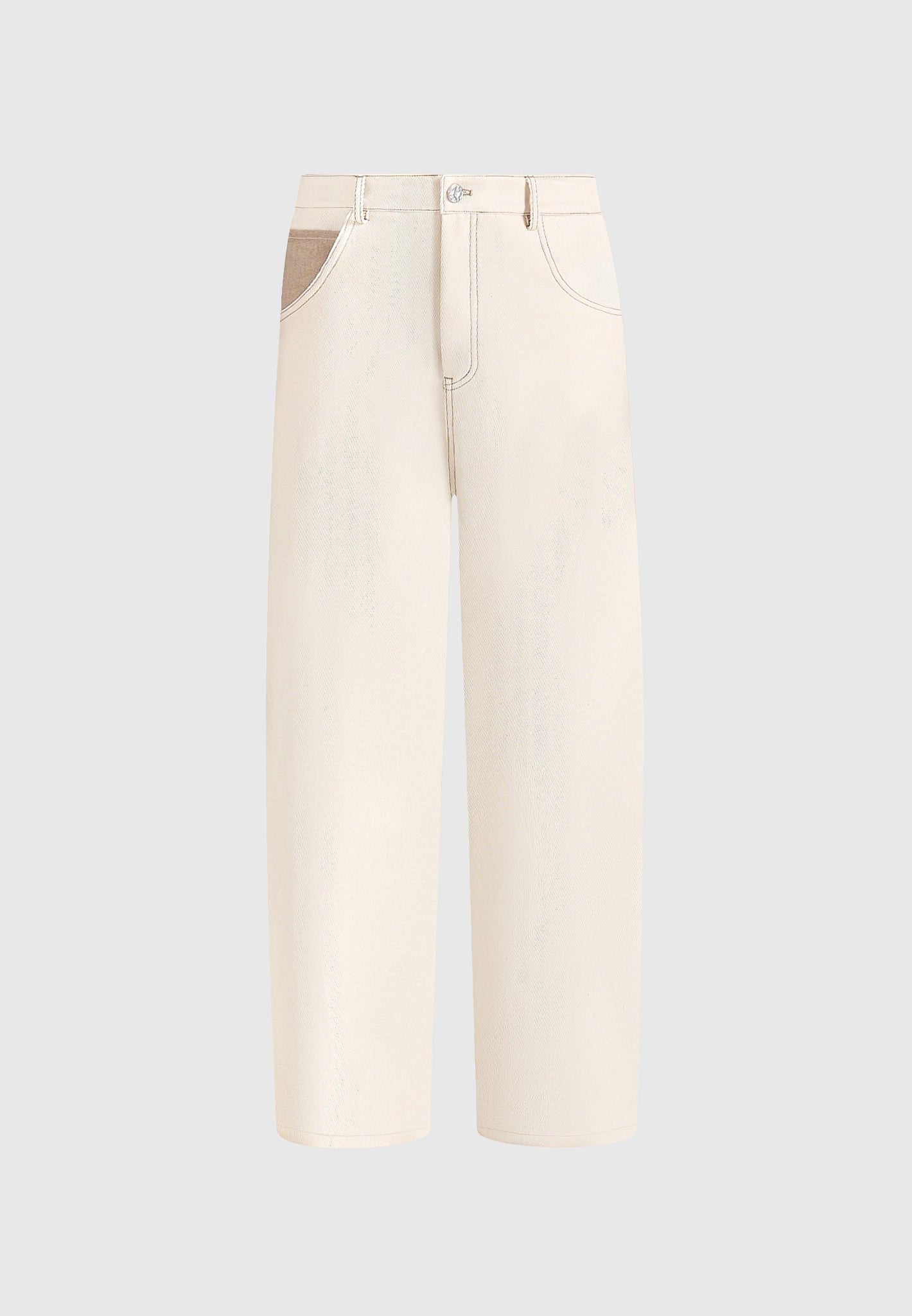 Lazare - Wide Leg Twill Jeans - Cream