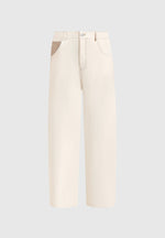Lazare - Wide Leg Twill Jeans - Cream