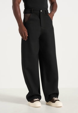 Lazare - Wide Leg Twill Jeans - Black