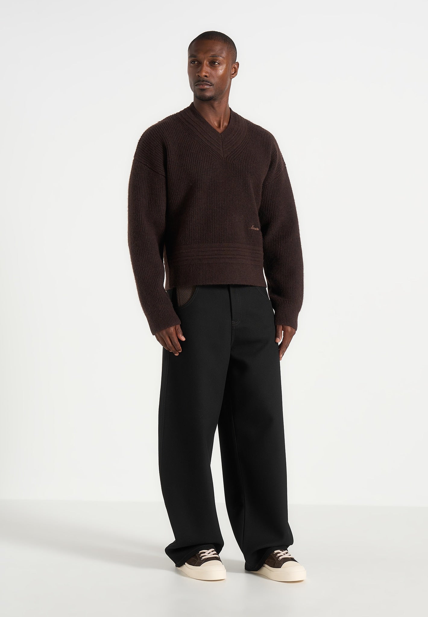 Lazare - Wide Leg Twill Jeans - Black