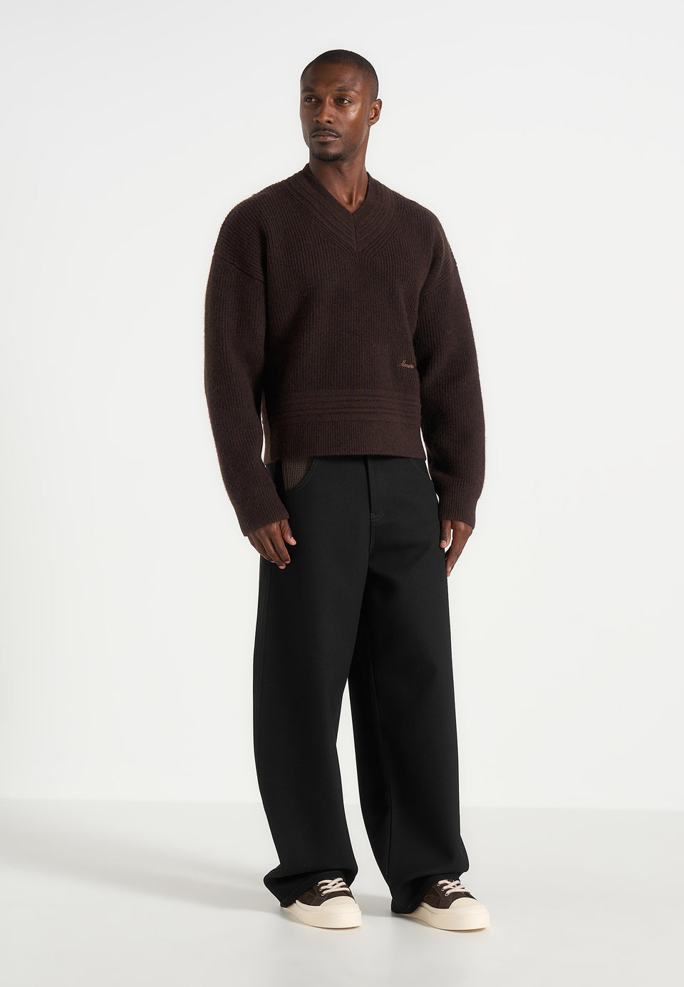 Lazare - Wide Leg Twill Jeans - Black