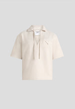 Norbert - Open Collar Textured Drawstring Shirt - Cream