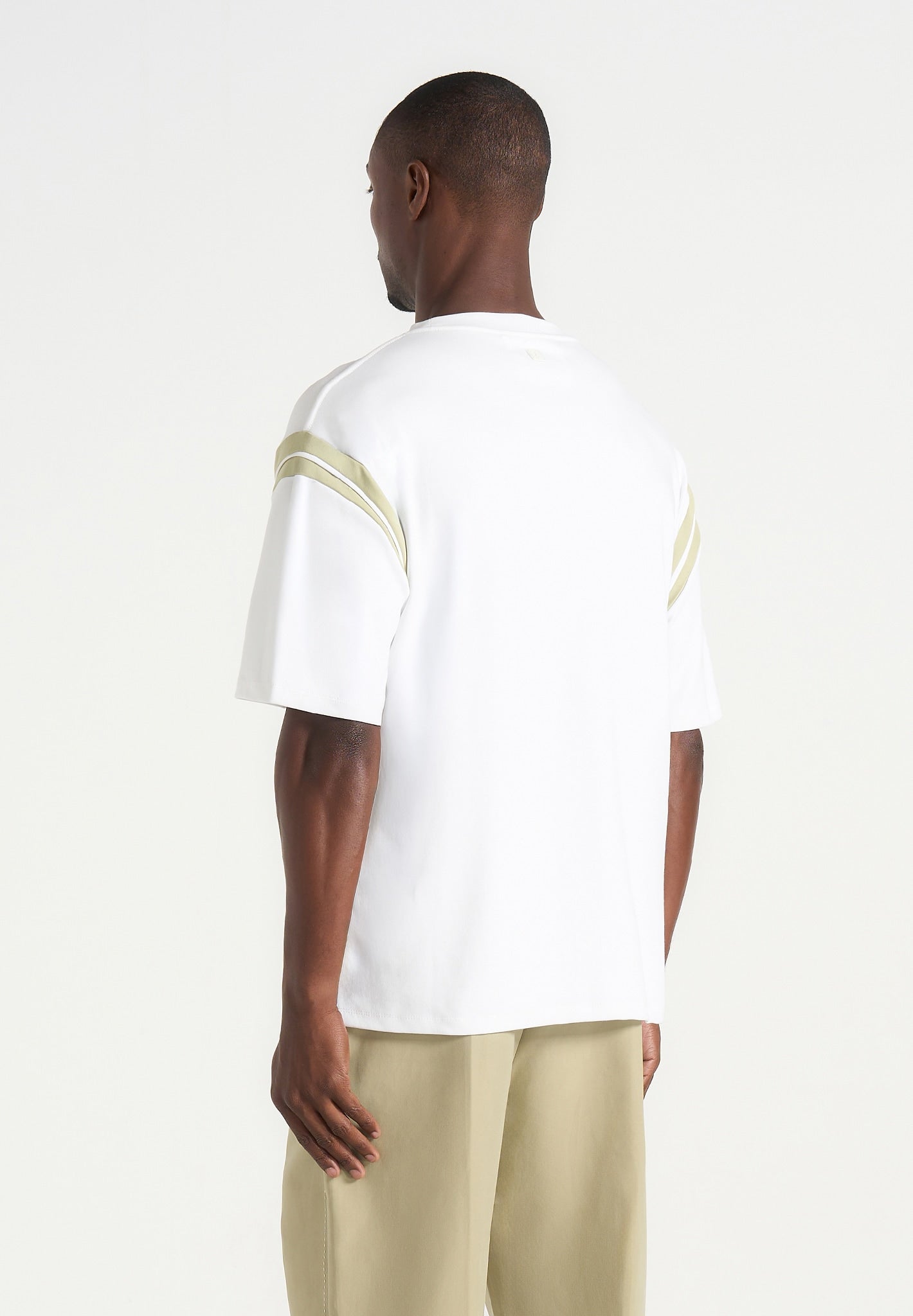 Georges - Varsity Cotton T-Shirt - Off White/Sage