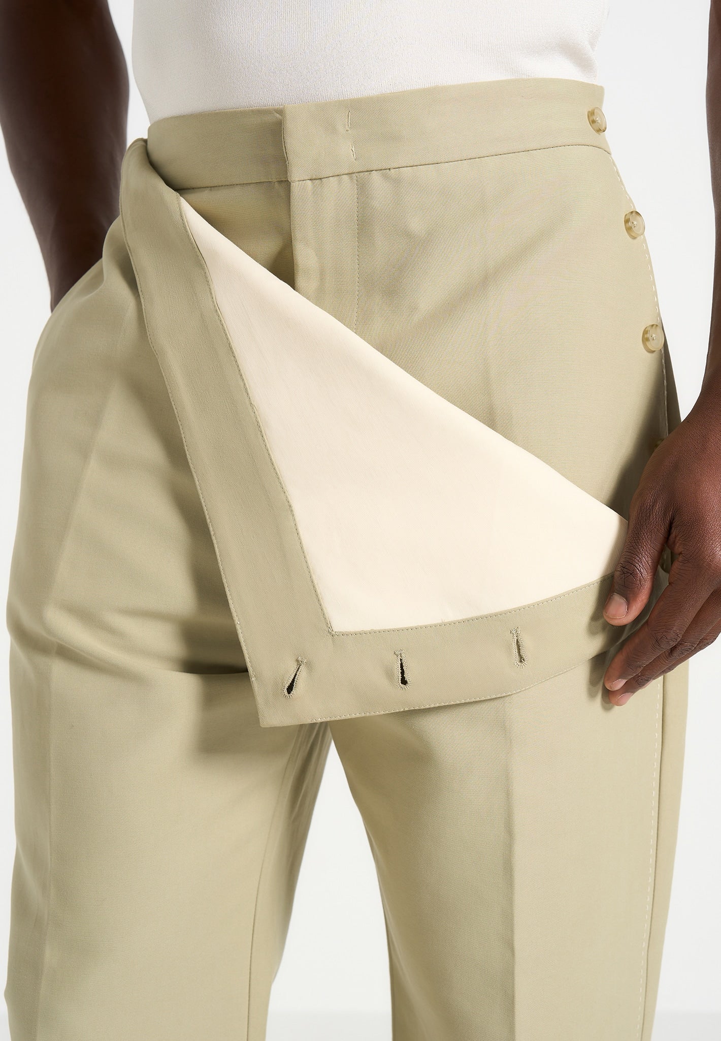 Henri - Foldover Trousers - Sage