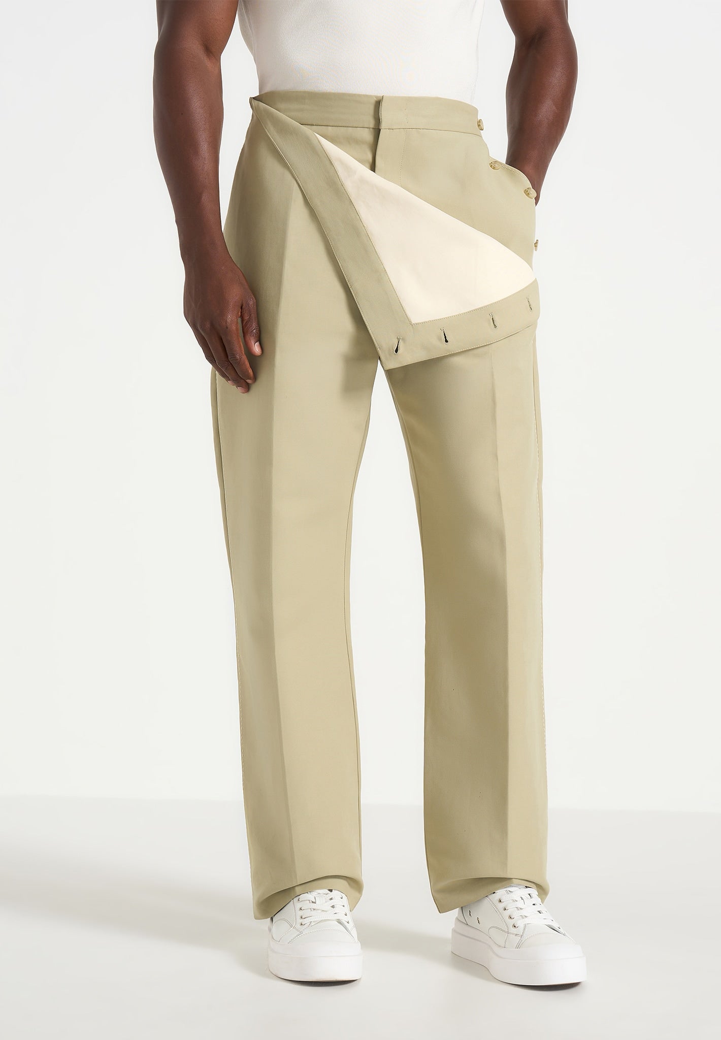 Henri - Foldover Trousers - Sage