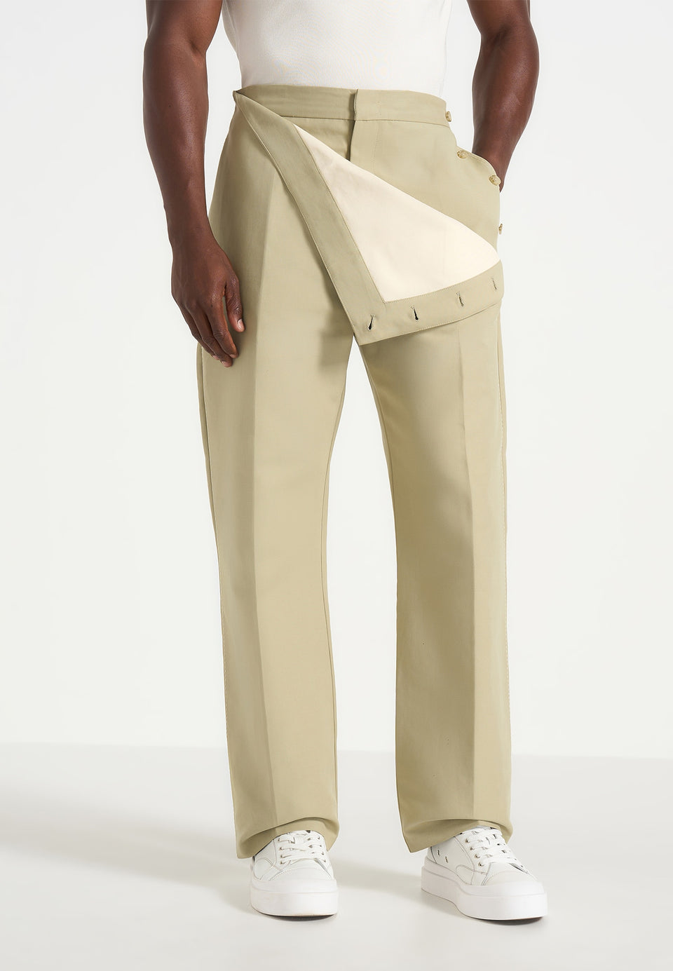 Henri - Foldover Trousers - Sage