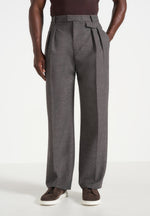 Pierre - Twin Pleat Tailored Trousers - Dark Grey