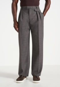 Pierre - Twin Pleat Tailored Trousers - Dark Grey
