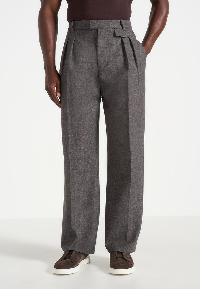 Pierre - Twin Pleat Tailored Trousers - Dark Grey