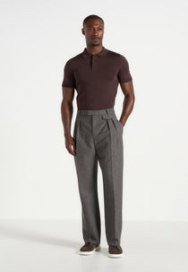 Pierre - Twin Pleat Tailored Trousers - Dark Grey