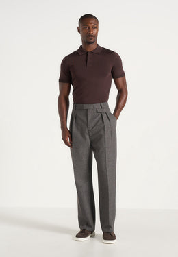 Pierre - Twin Pleat Tailored Trousers - Dark Grey