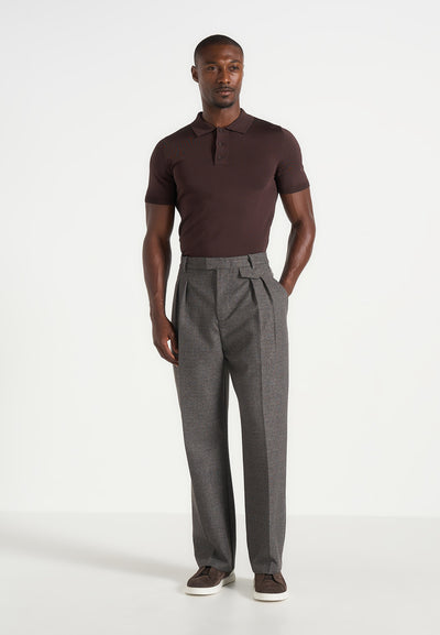 Pierre - Twin Pleat Tailored Trousers - Dark Grey