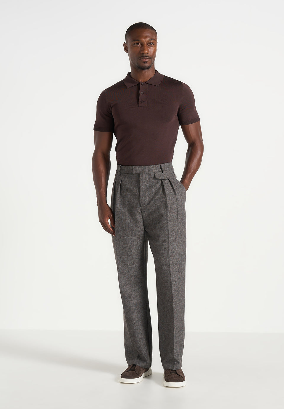 Pierre - Twin Pleat Tailored Trousers - Dark Grey
