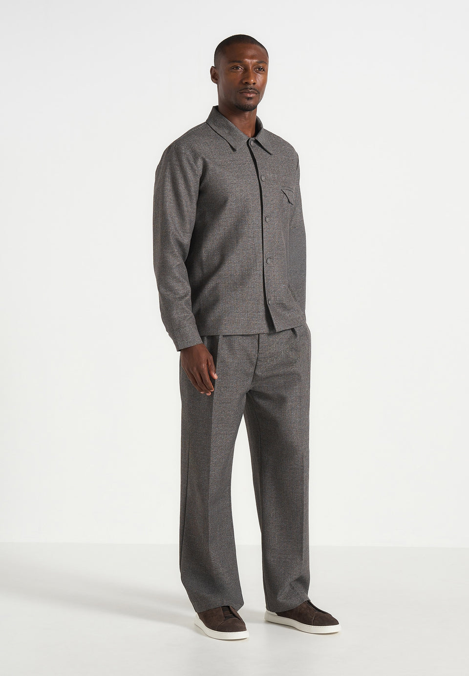 Pierre - Twin Pleat Tailored Trousers - Dark Grey
