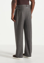 Pierre - Twin Pleat Tailored Trousers - Dark Grey