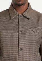 Leo - Houndstooth Overshirt - Brown