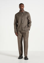 Leo - Houndstooth Overshirt - Brown