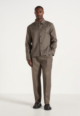 Leo - Houndstooth Overshirt - Brown