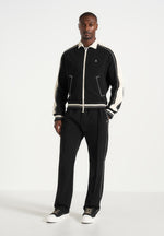 Gael - Contrast Whipstitch Relaxed Track Pants - Black