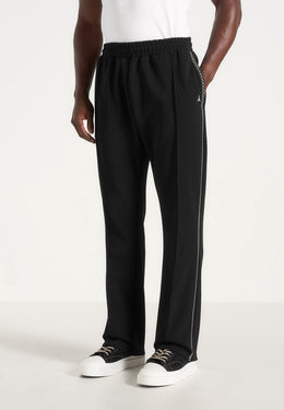 Gael - Contrast Whipstitch Relaxed Track Pants - Black