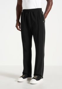 Gael - Contrast Whipstitch Relaxed Track Pants - Black