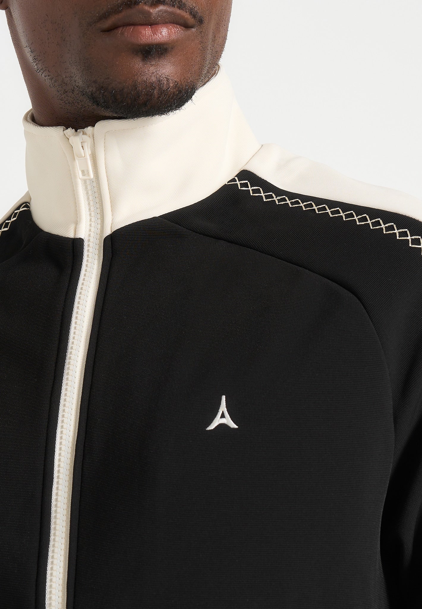 Tristan - Contrast Whipstitch Raglan Track Jacket - Black