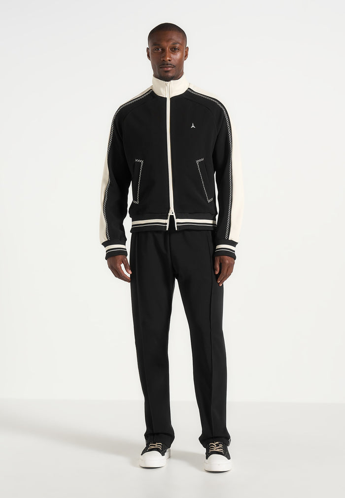Tristan - Contrast Whipstitch Raglan Track Jacket - Black