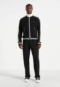 Tristan - Contrast Whipstitch Raglan Track Jacket - Black