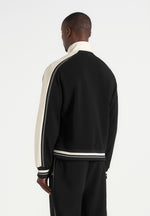 Tristan - Contrast Whipstitch Raglan Track Jacket - Black