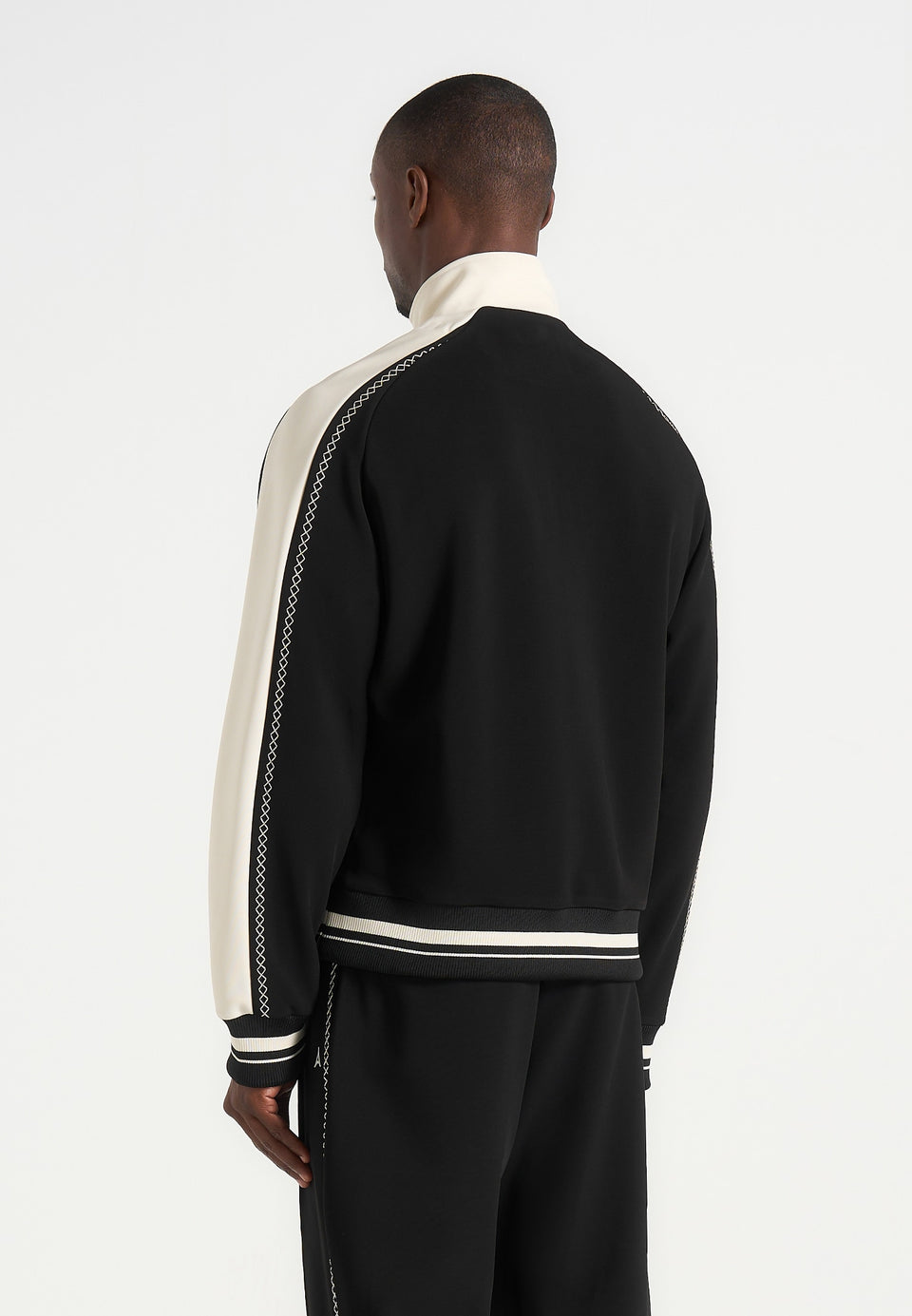 Tristan - Contrast Whipstitch Raglan Track Jacket - Black