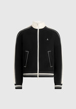 Tristan - Contrast Whipstitch Raglan Track Jacket - Black