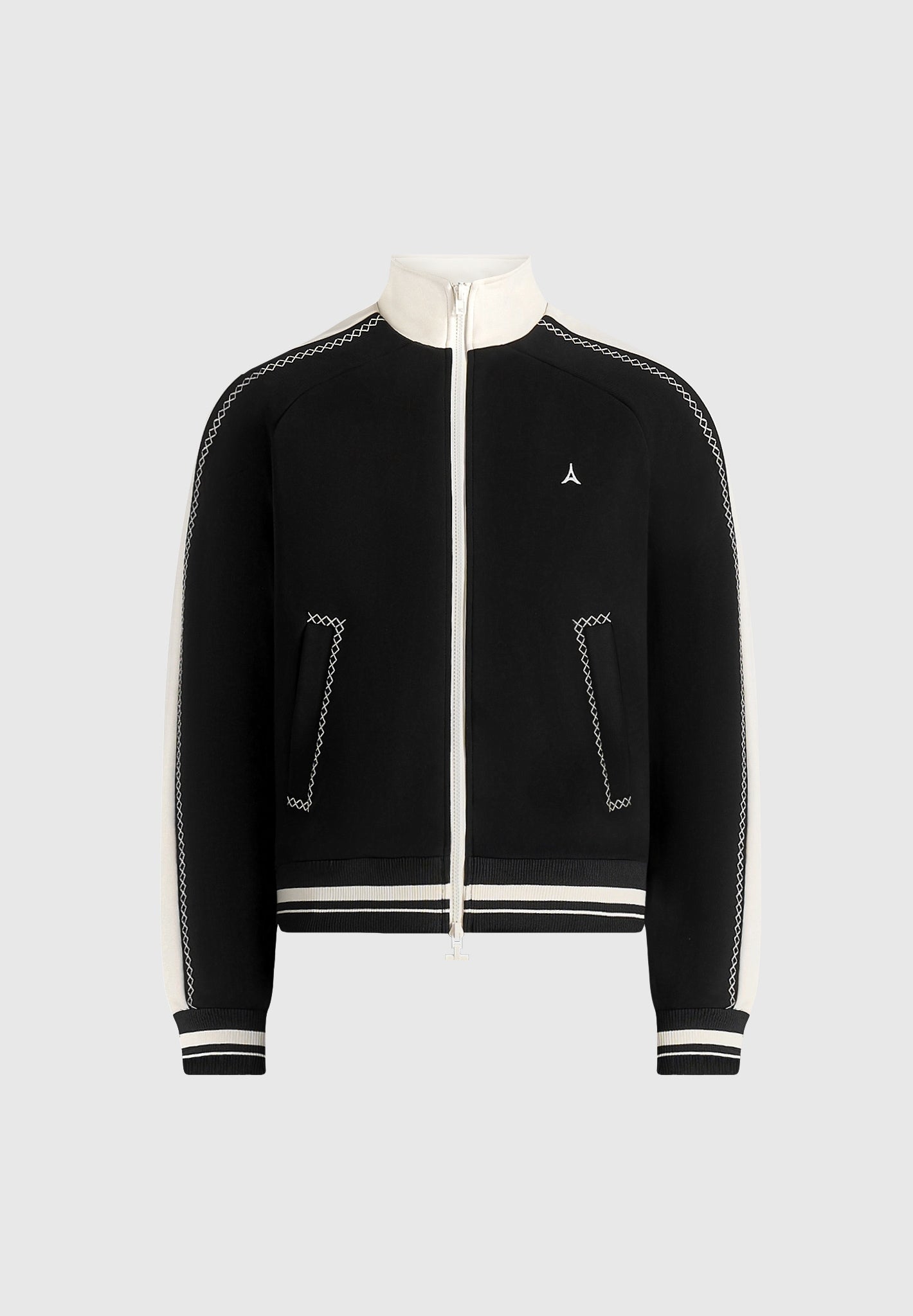 Tristan - Contrast Whipstitch Raglan Track Jacket - Black